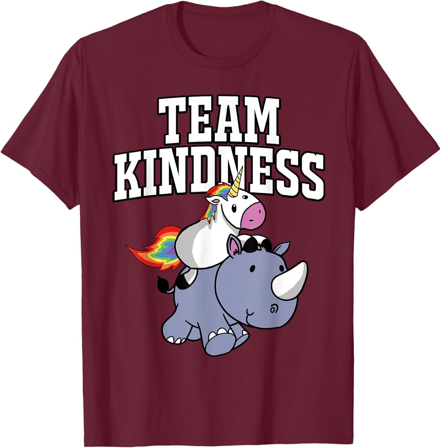 Choose Kind Shirt - Rhino Unicorn Team Kindness Shirt T-Shirt - T-Shirt | Maroon