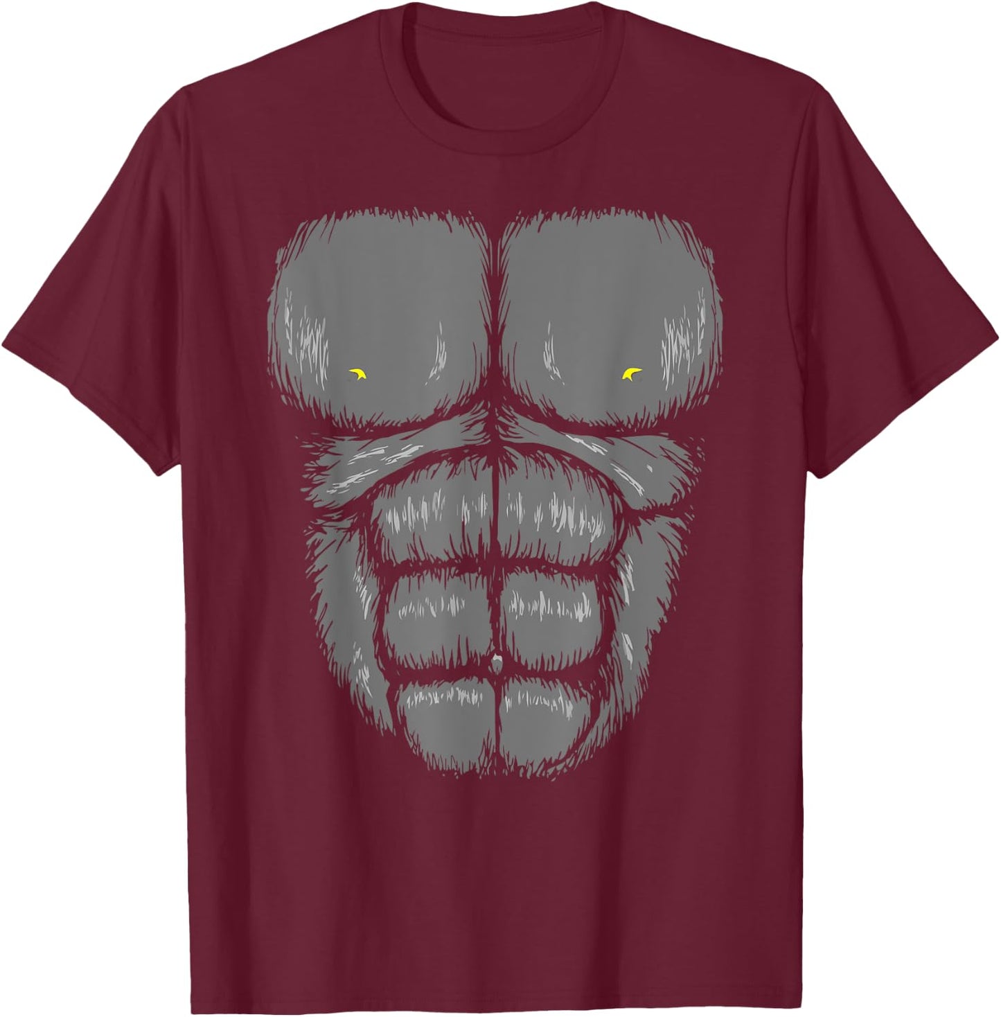 Gorilla Chest Abs Muscles 6 pack Jungle Monkey Retro T-Shirt - T-Shirt | Maroon