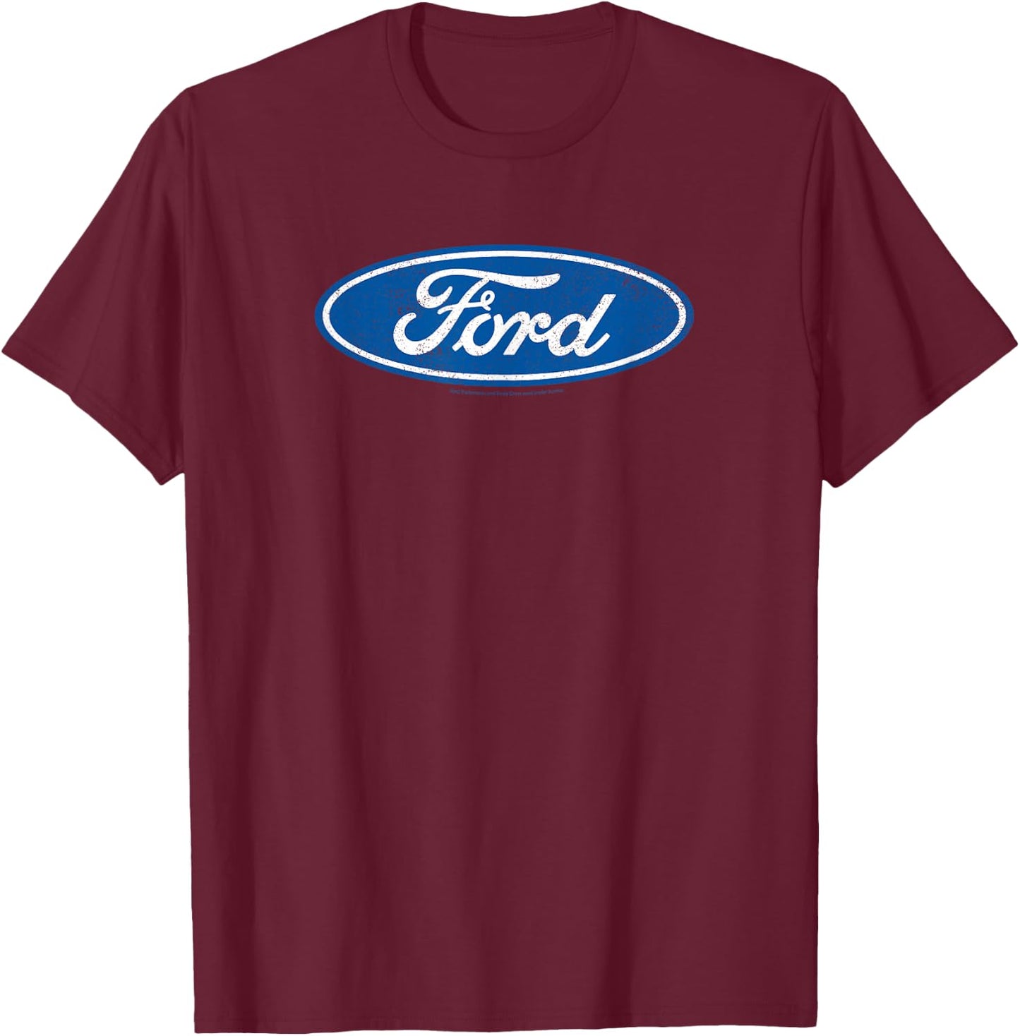 Ford, Oval Logo Distressed Blue , black T-Shirt - T-Shirt | Maroon