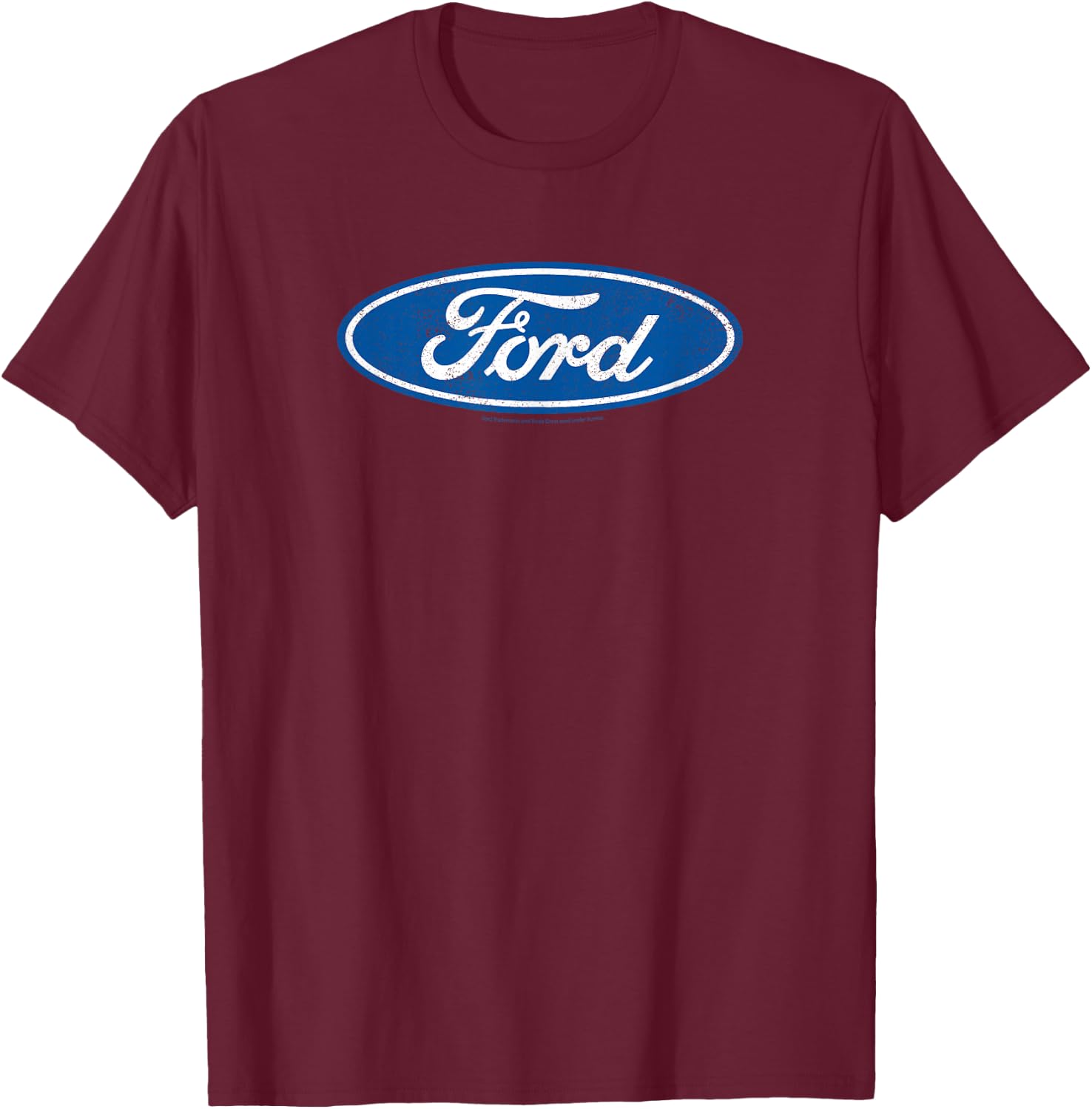 Ford, Oval Logo Distressed Blue , black T-Shirt - T-Shirt | Maroon