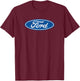Ford, Oval Logo Distressed Blue , black T-Shirt - T-Shirt | Maroon