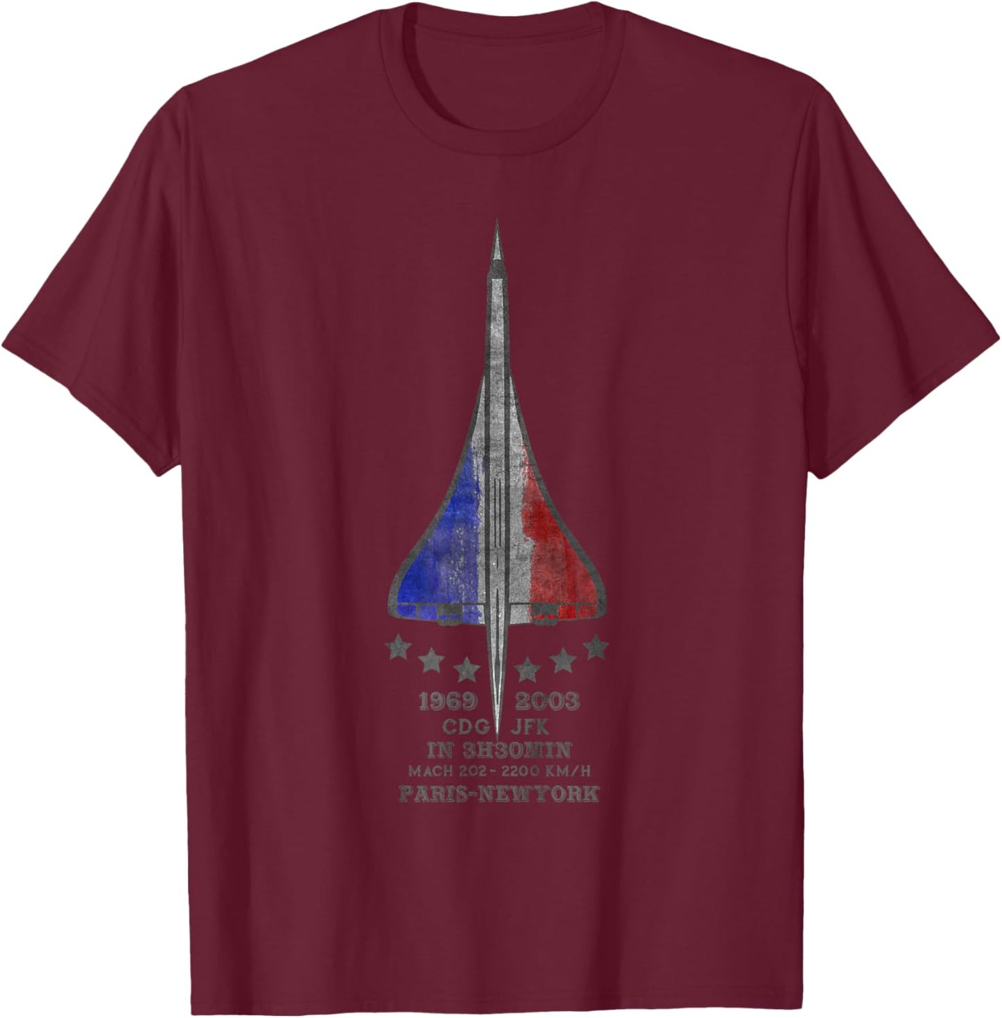 Supersonic Concorde , Black T-Shirt - T-Shirt | Maroon