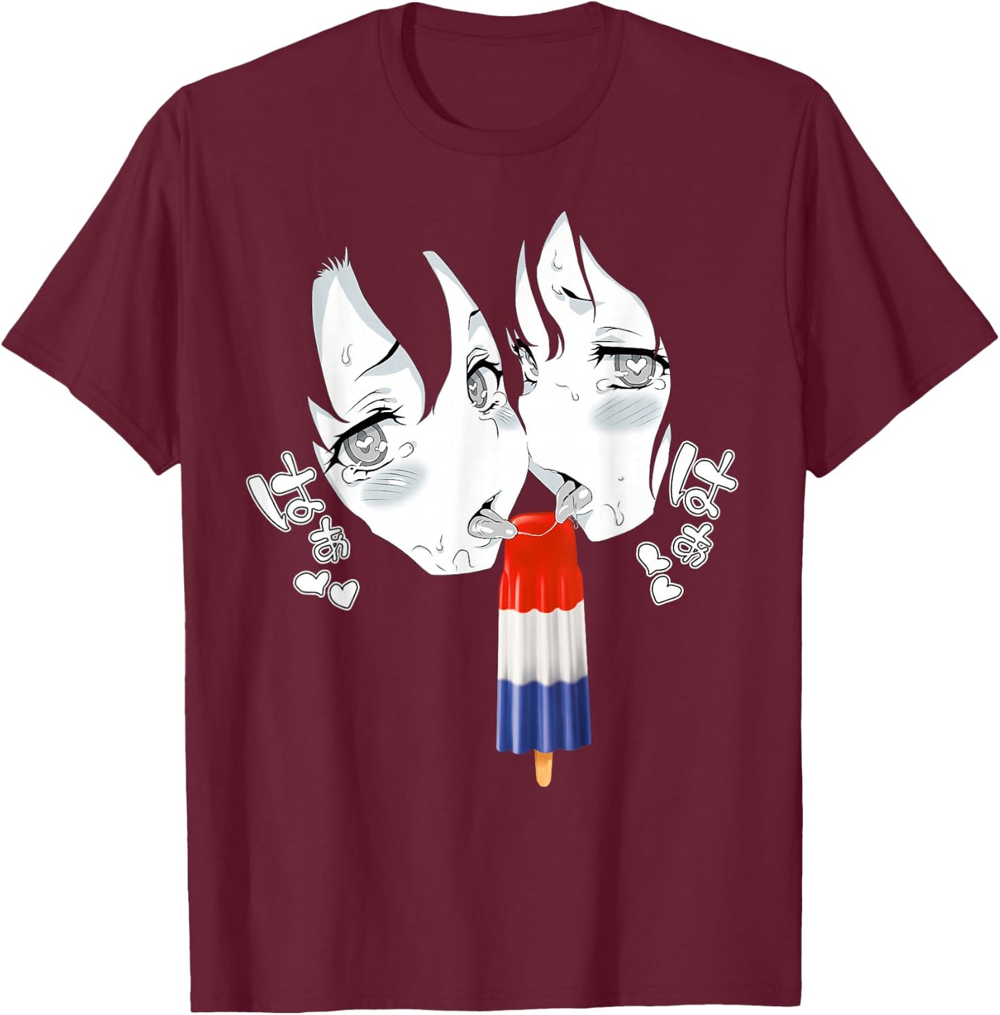Ahegao Face Anime Manga Hentai Popsicle Apparel T-Shirt - T-Shirt | Maroon