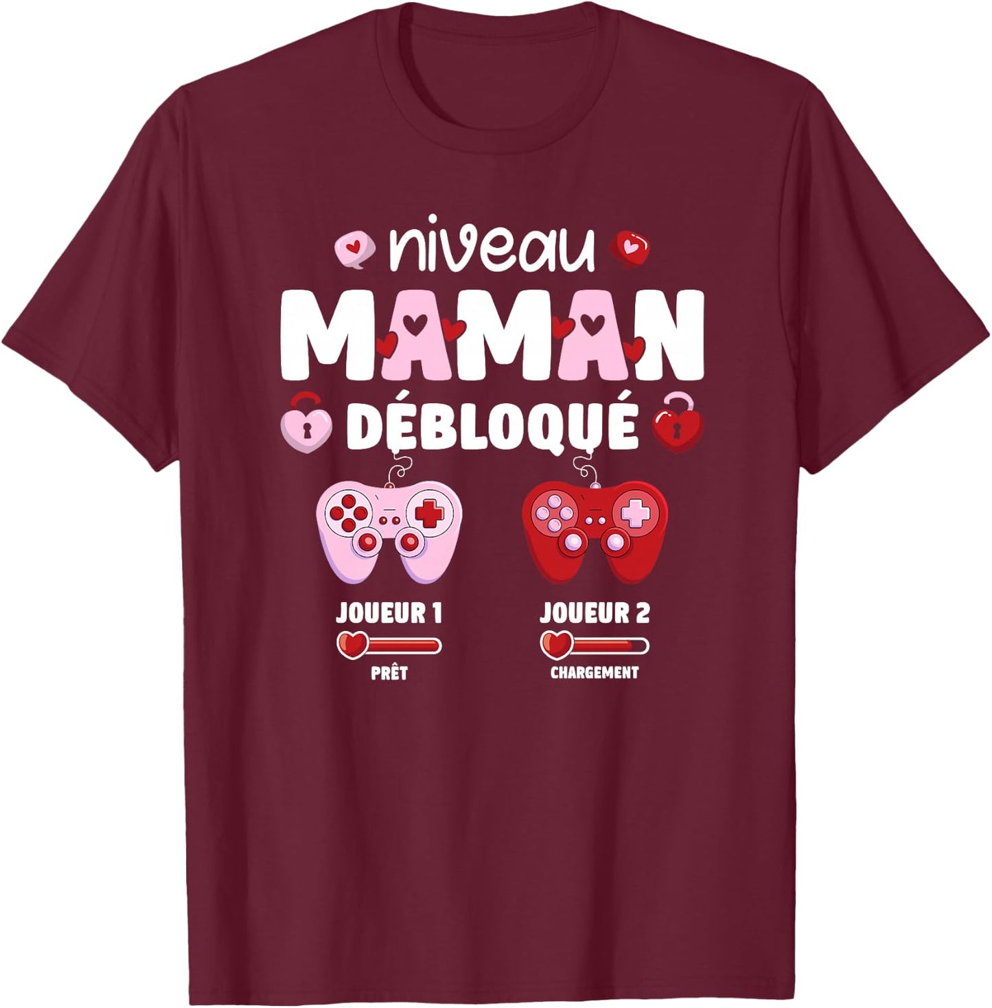 Enceinte Maman Niveau Maman Débloqué Geek en Cours 2025 Haut de Gamme T-Shirt - T-Shirt | Maroon