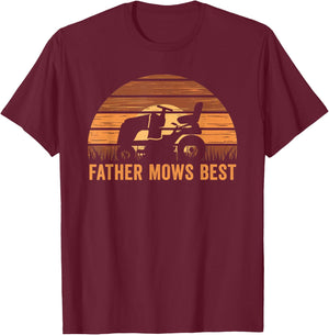 Father Mows Best Lawn Care Dad Mowing Gardener Father's Day T-Shirt - T-Shirt | Maroon