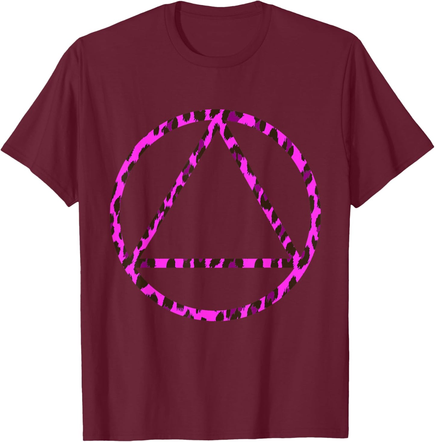 Sobriety Leopard Sober Alcoholic Abstinence AA Support T-Shirt - T-Shirt | Maroon