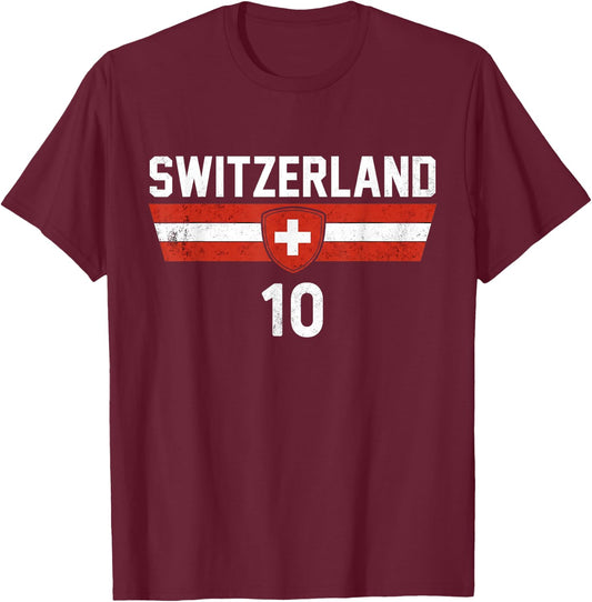 Switzerland Schweiz Suisse Swiss Schweizer Jersey T-Shirt - T-Shirt | Maroon