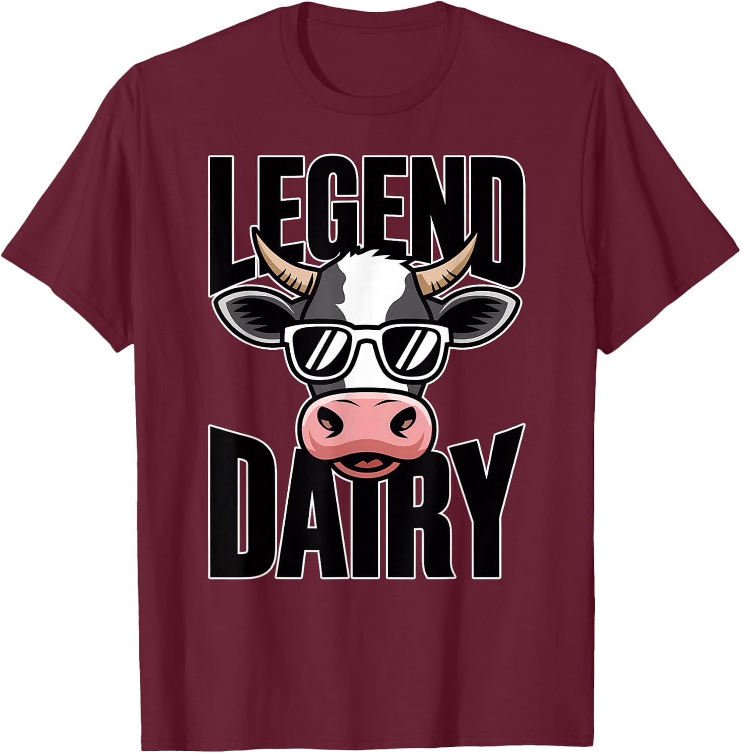 Legend Dairy Funny Cow Farmer Rancher Farm Animal Pun T-Shirt - T-Shirt | Maroon