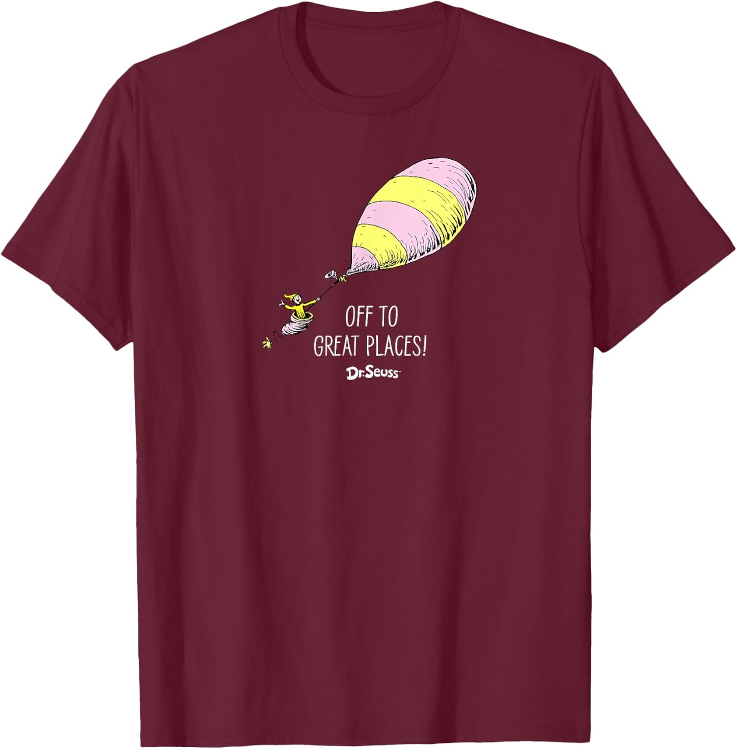 Dr. Seuss Oh the Places, Off to Great Places T-Shirt - T-Shirt | Maroon