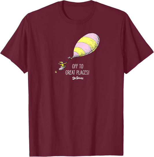 Dr. Seuss Oh the Places, Off to Great Places T-Shirt - T-Shirt | Maroon
