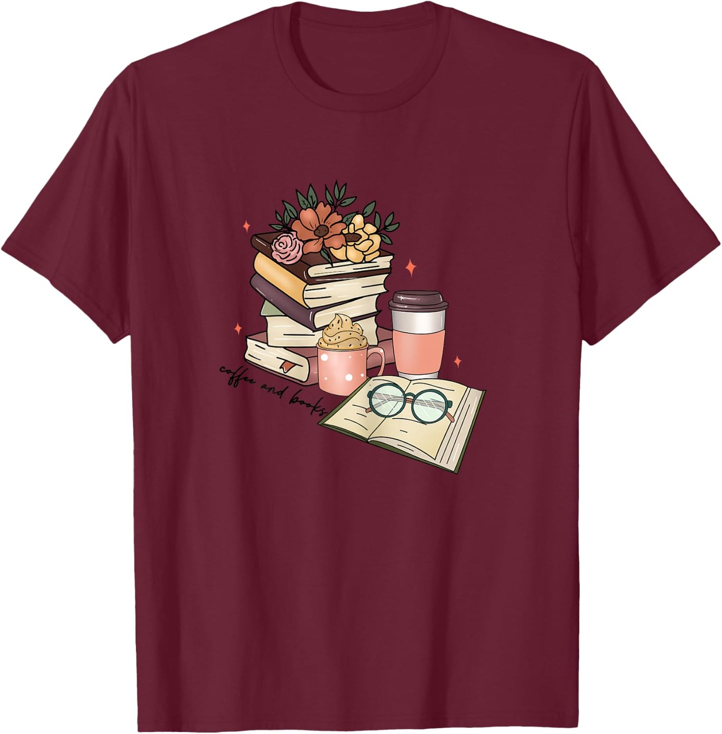 Lesen Bücher Trinken Kaffee Lustig Für Frauen T-Shirt - T-Shirt | Maroon