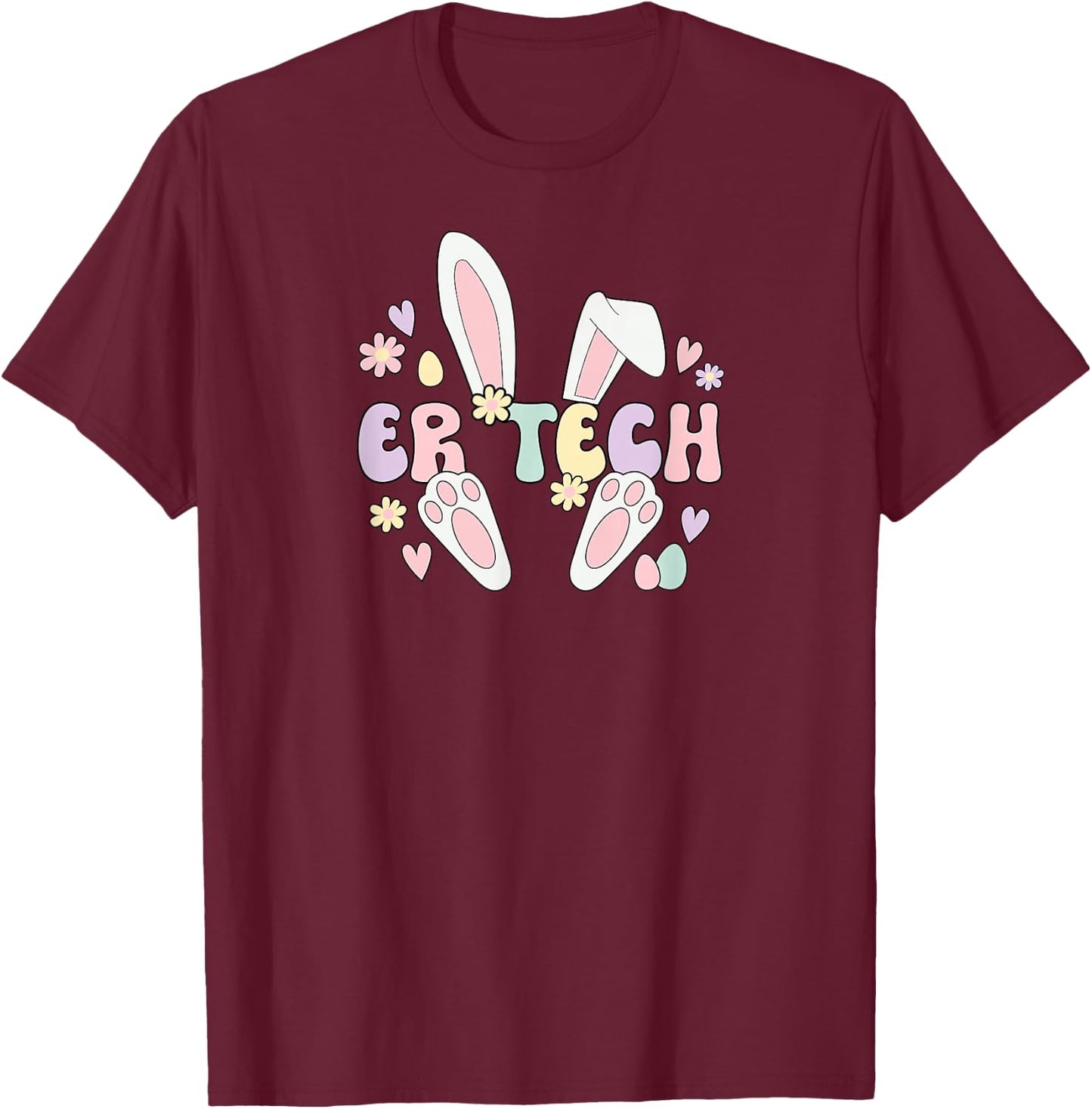 ER Tech Easter Bunny Emergency Room Tech Easter Day T-Shirt - T-Shirt | Maroon