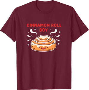 Cute Cinnamon Bread Lover Cinnamon Roll Boy T-Shirt - T-Shirt | Maroon