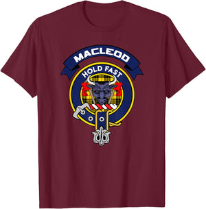 MacLeod Clan Badge Scottish Tartan T-Shirt - T-Shirt | Maroon