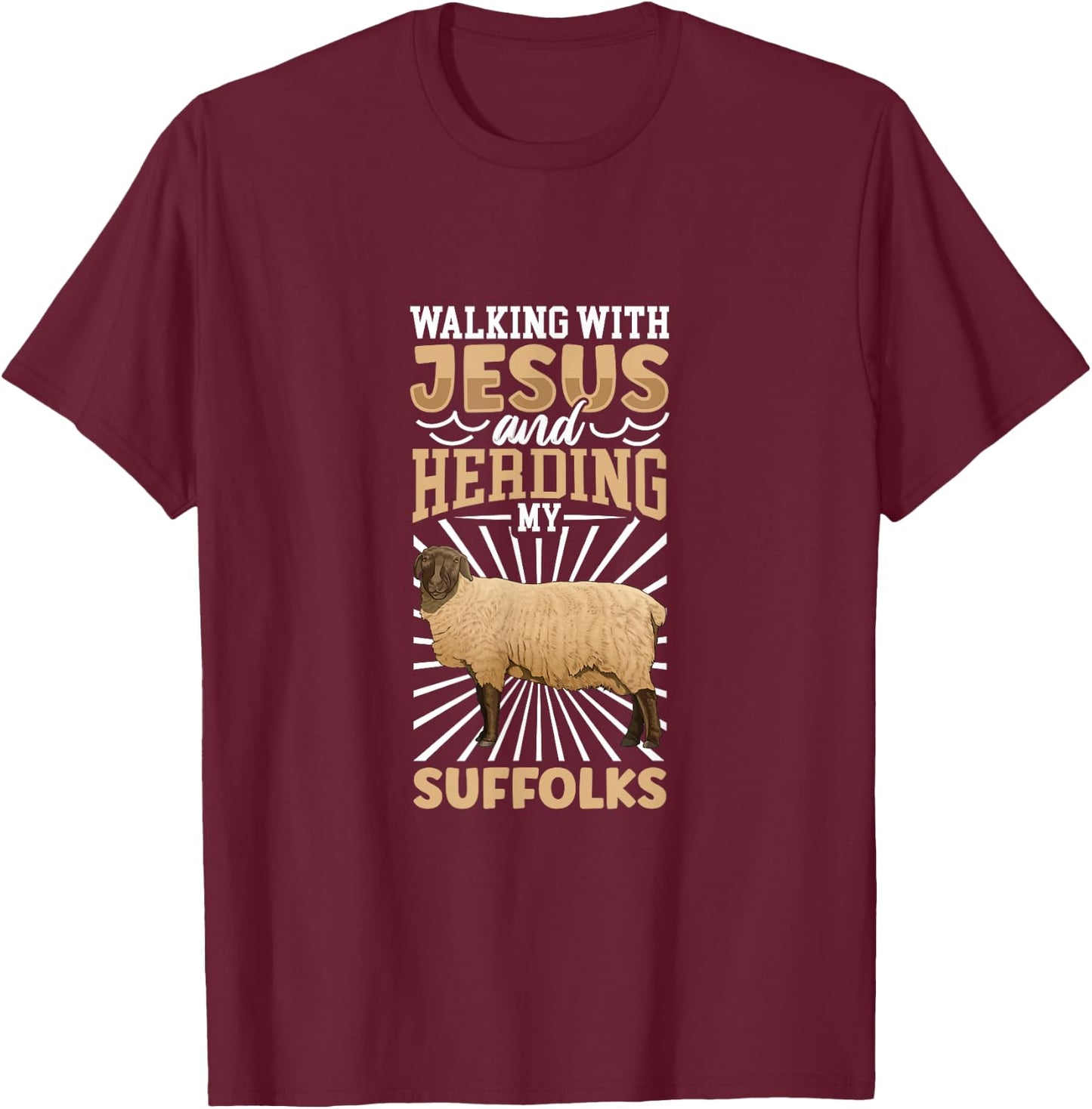 Jesus and sheep - Suffolk T-Shirt - T-Shirt | Maroon