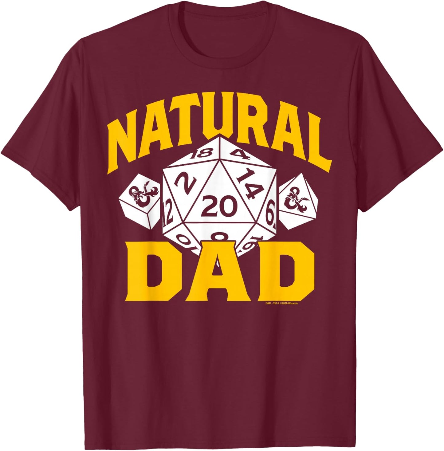 Dungeons & Dragons Father's Day Natural 20 Dad D20 D4 D8 T-Shirt - T-Shirt | Maroon