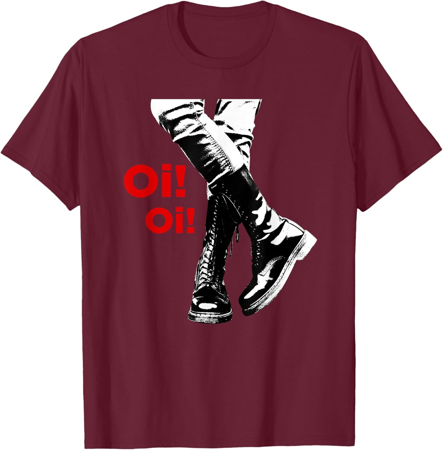 "Oi Oi" Skinhead, Ska, Street Punk, Hardcore Punk T-Shirt - T-Shirt | Maroon