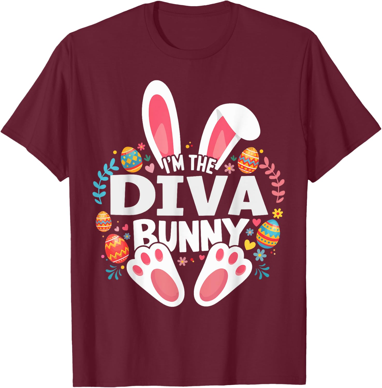 I'm The Diva Bunny Matching Easter Family T-Shirt - T-Shirt | Maroon