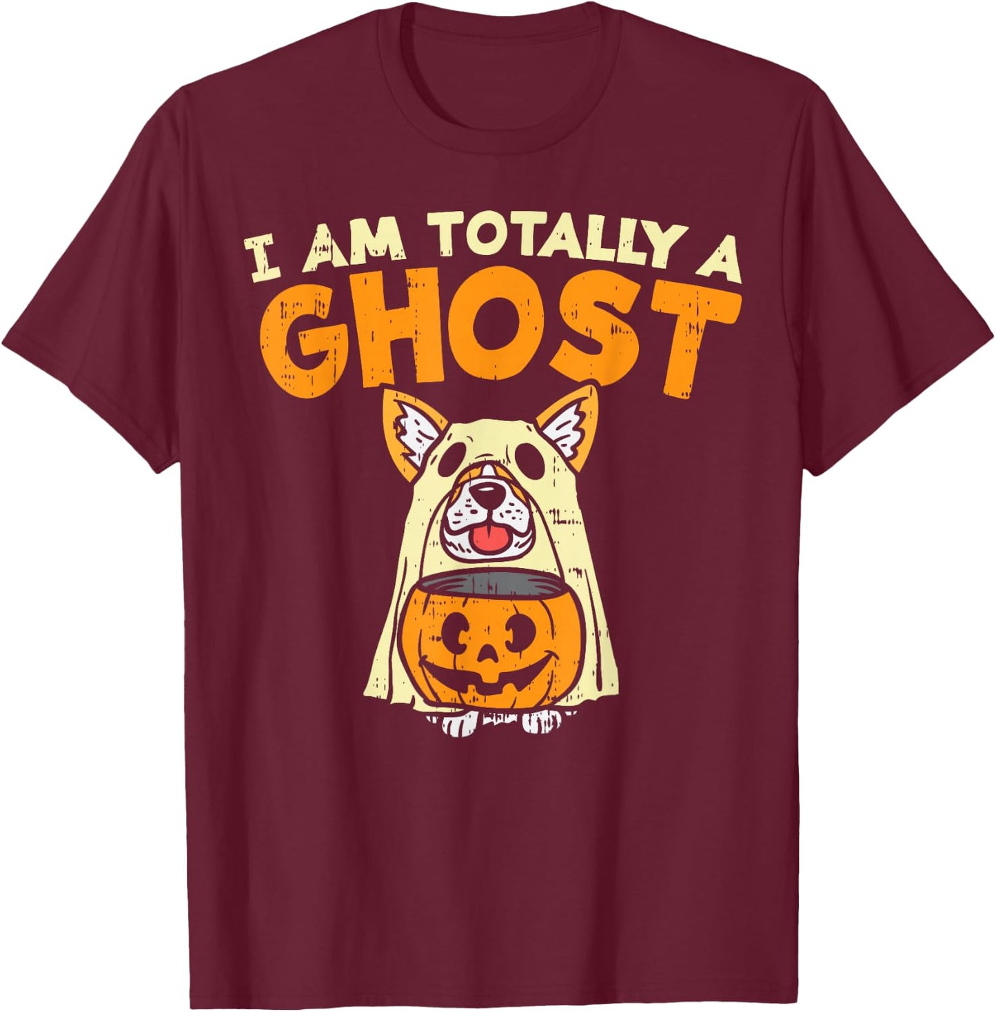 Welsh Corgi Totally Ghost Funny Halloween Costume Dog Owner T-Shirt - T-Shirt | Maroon
