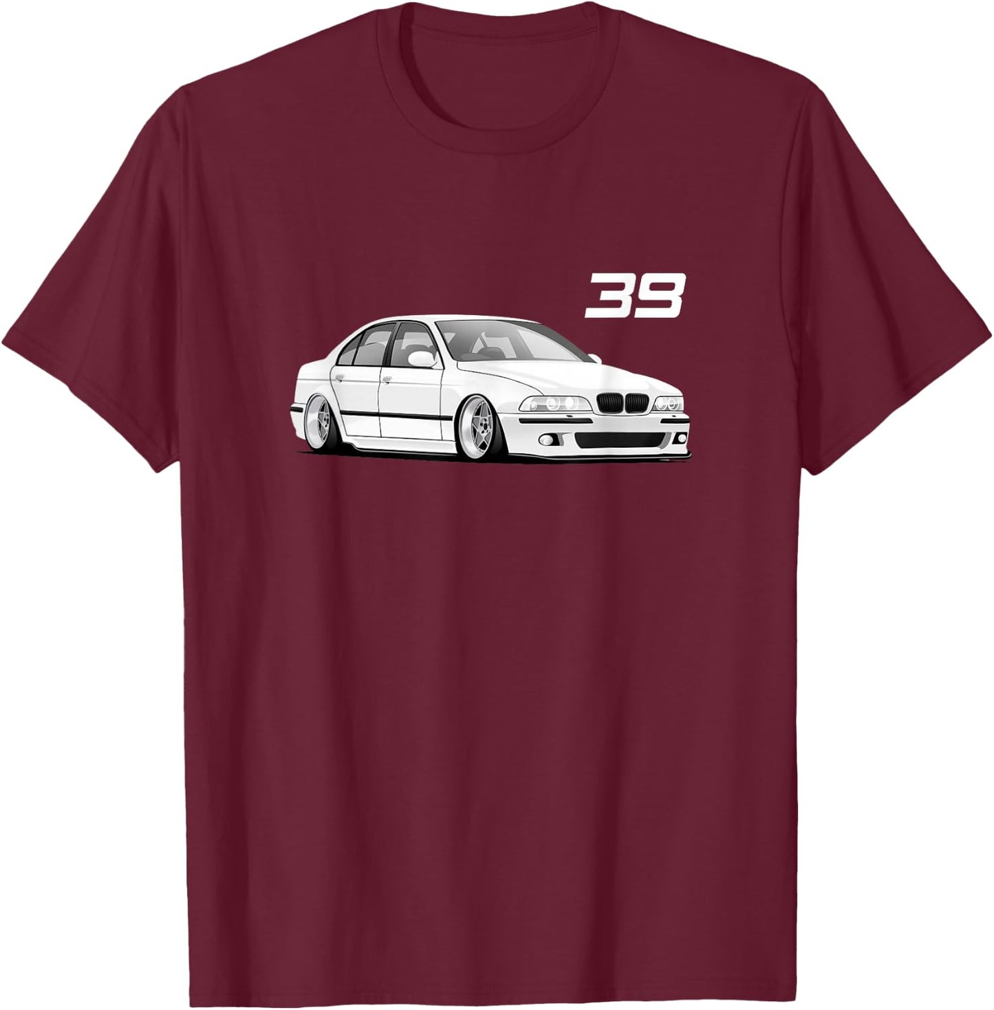 E39 5 Series - Simple Chest Design T-Shirt - T-Shirt | Maroon