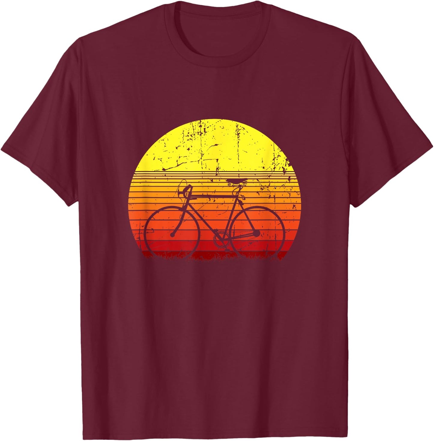 Vintage Racing Bike Cycling Sunset Bike , Black, S T-Shirt - T-Shirt | Maroon