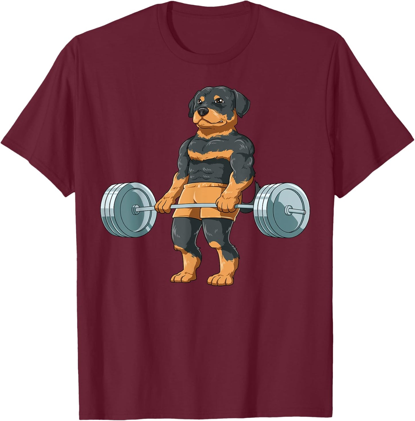 Weightlifting Rottweiler Dog Deadlifting Rottweiler Dog Gym Men Women Kids T-Shirt - T-Shirt | Maroon