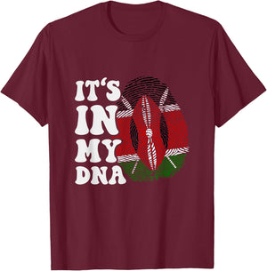 Funny It's In My DNA Fingerprint Flag Of Kenya T-Shirt - T-Shirt | Maroon