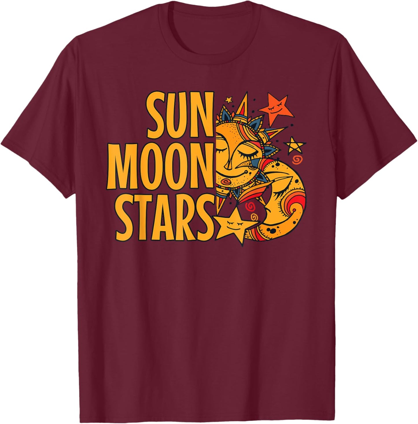 Sun Moon Stars Shirt Cute T-Shirt - T-Shirt | Maroon