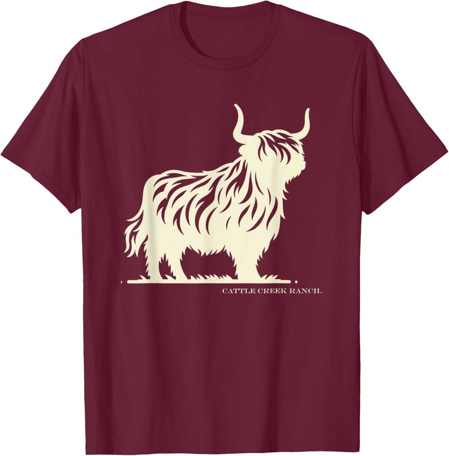 Cattle Creek Highland Cow T-Shirt - T-Shirt | Maroon