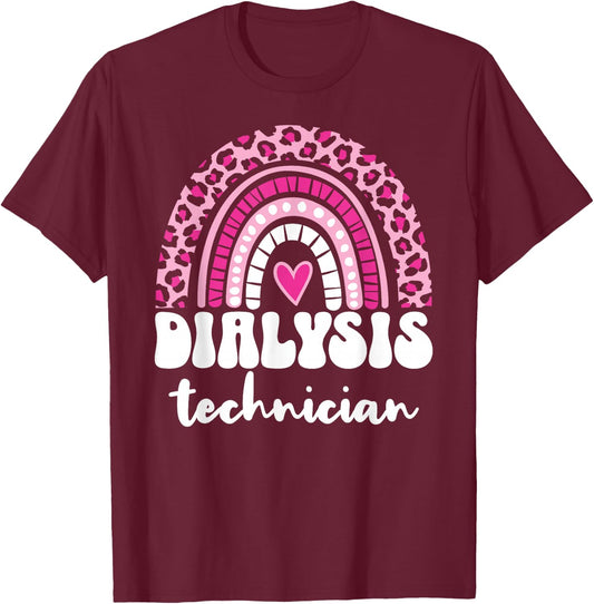 Dialysis Tech Cute Rainbow Dialysis Technician T-Shirt - T-Shirt | Maroon