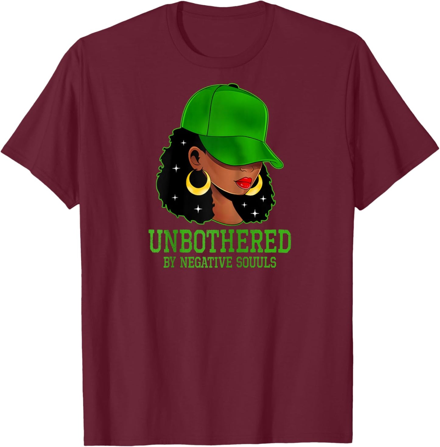 African American Afro Queen Cap Hat Black Woman Unbothered Raglan Baseball T-Shirt - T-Shirt | Maroon