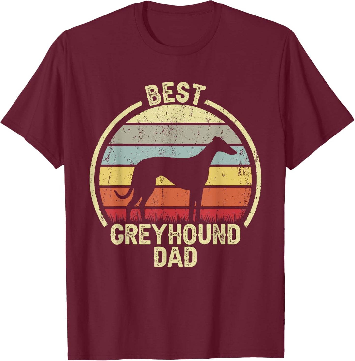 Best Dog Father Dad - Vintage Greyhound T-Shirt - T-Shirt | Maroon
