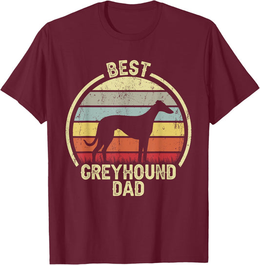 Best Dog Father Dad - Vintage Greyhound T-Shirt - T-Shirt | Maroon