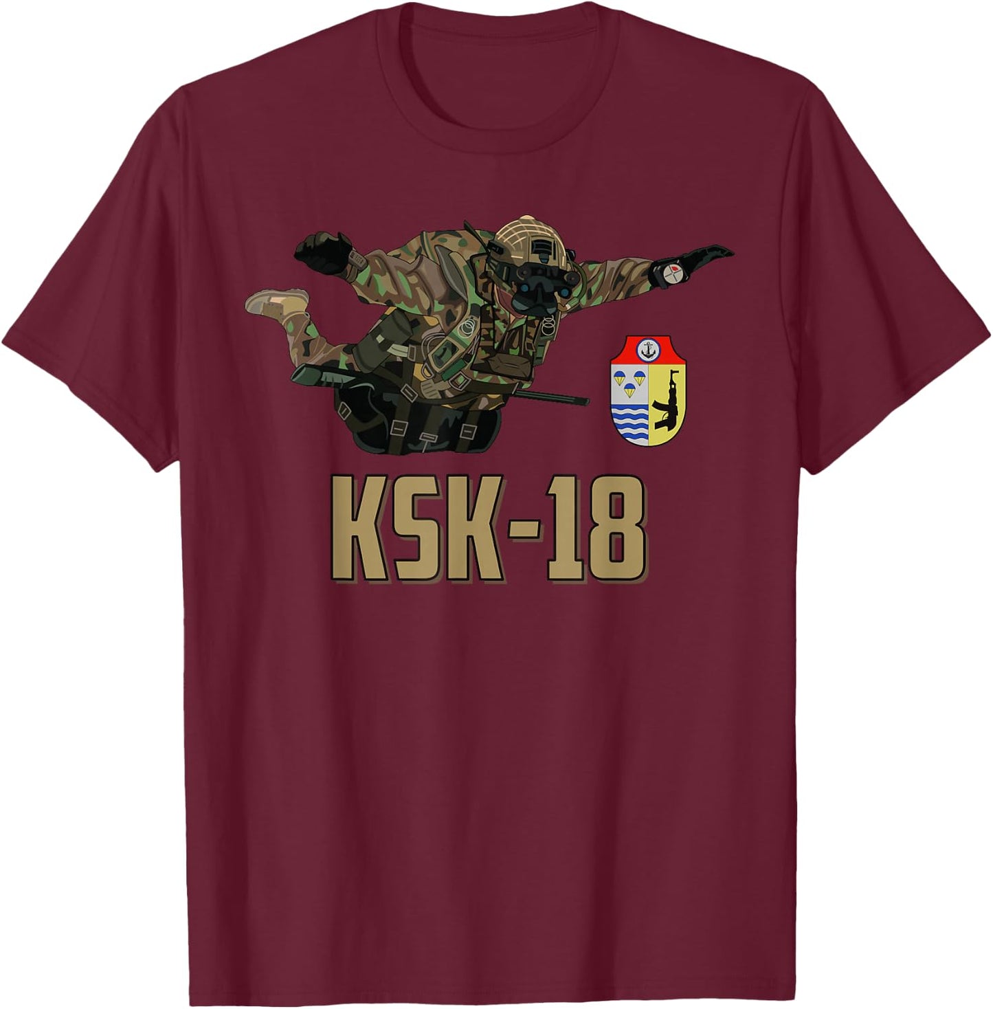 KSK-18 Kampfschwimmerkommando DDR DDR Militär Kampfschwimmer T-Shirt - T-Shirt | Maroon