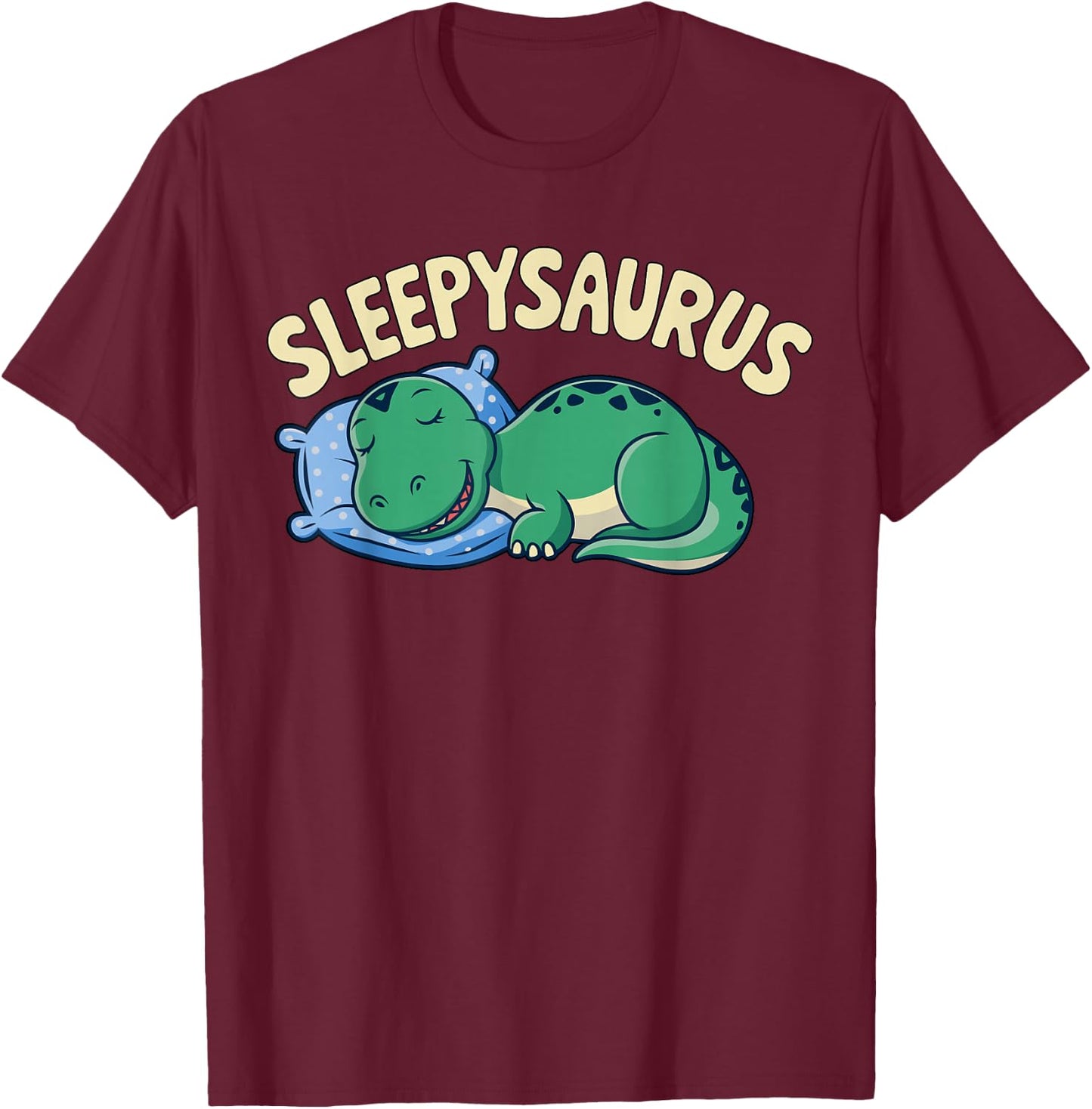 Sleepysaurus T-Rex Sleeping T-Shirt - T-Shirt | Maroon