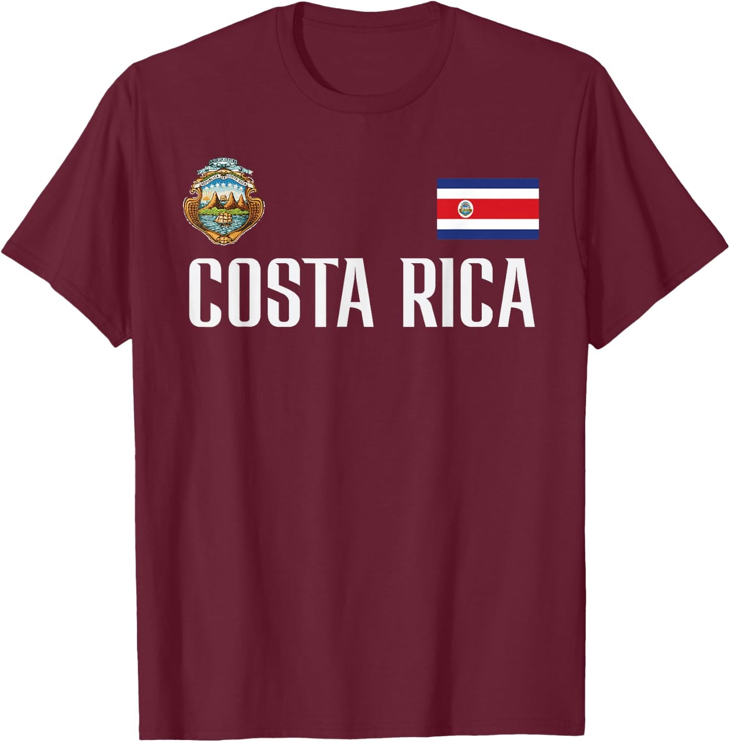 Costa Rica Flag Football Soccer Fan Men Women Kids T-Shirt - T-Shirt | Maroon