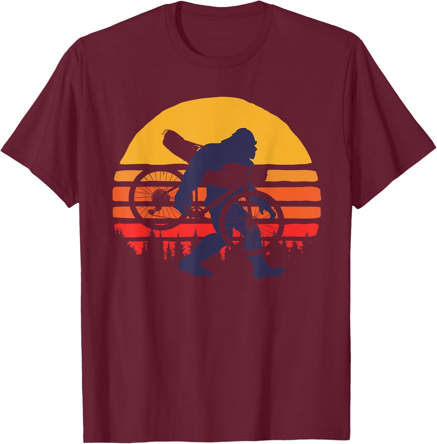 Bigfoot With Gravel Bike - Gravel T-Shirt - T-Shirt | Maroon