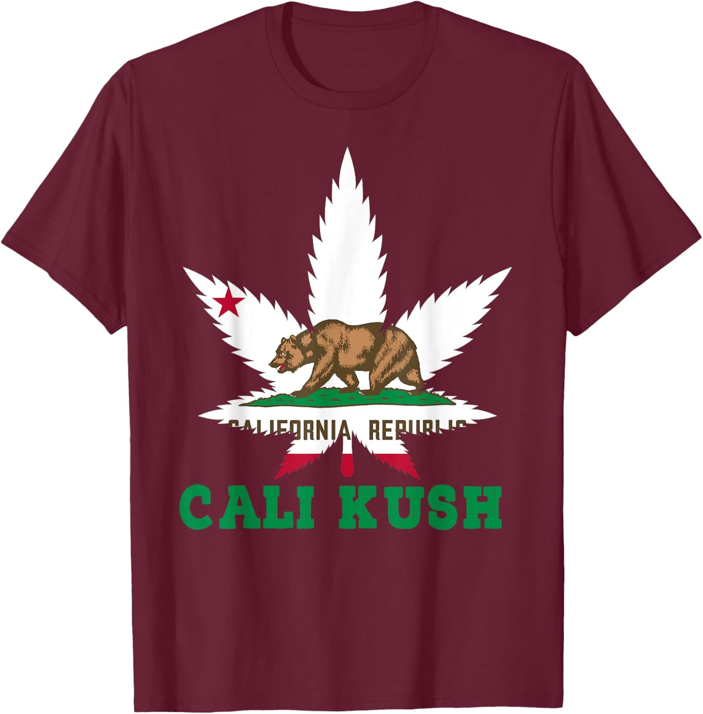 Cali Kush Shirt Cannabis California Weed THC 420 Pot T-Shirt - T-Shirt | Maroon