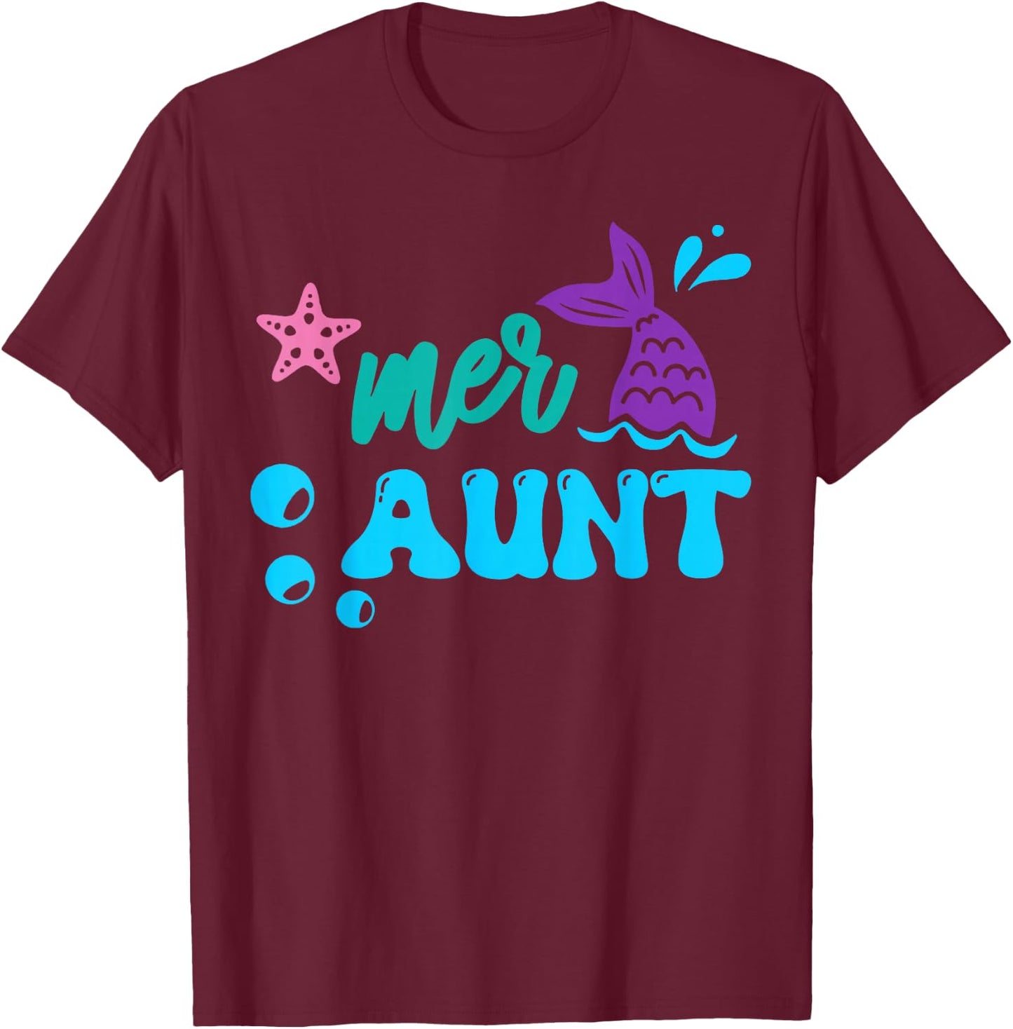 Mer Aunt Mermaid Shirt Matching Family Gifts T-Shirt - T-Shirt | Maroon
