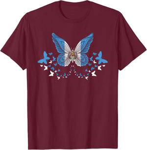 Guatemala Guatemalan Guatemala Flag Butterflies T-Shirt - T-Shirt | Maroon