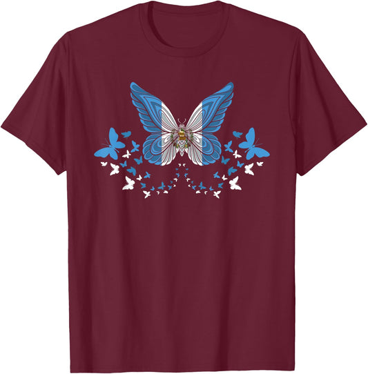 Guatemala Guatemalan Guatemala Flag Butterflies T-Shirt - T-Shirt | Maroon