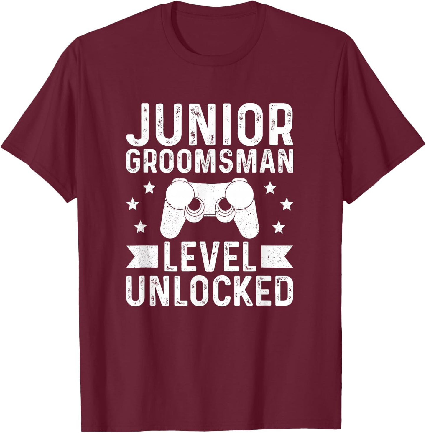 Junior Groomsman Level Unlocked Wedding Junior Groomsmen T-Shirt - T-Shirt | Maroon