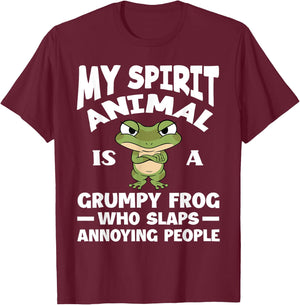 My Spirit Animal Is A Grumpy Frog Lover Funny Frog T-Shirt - T-Shirt | Maroon