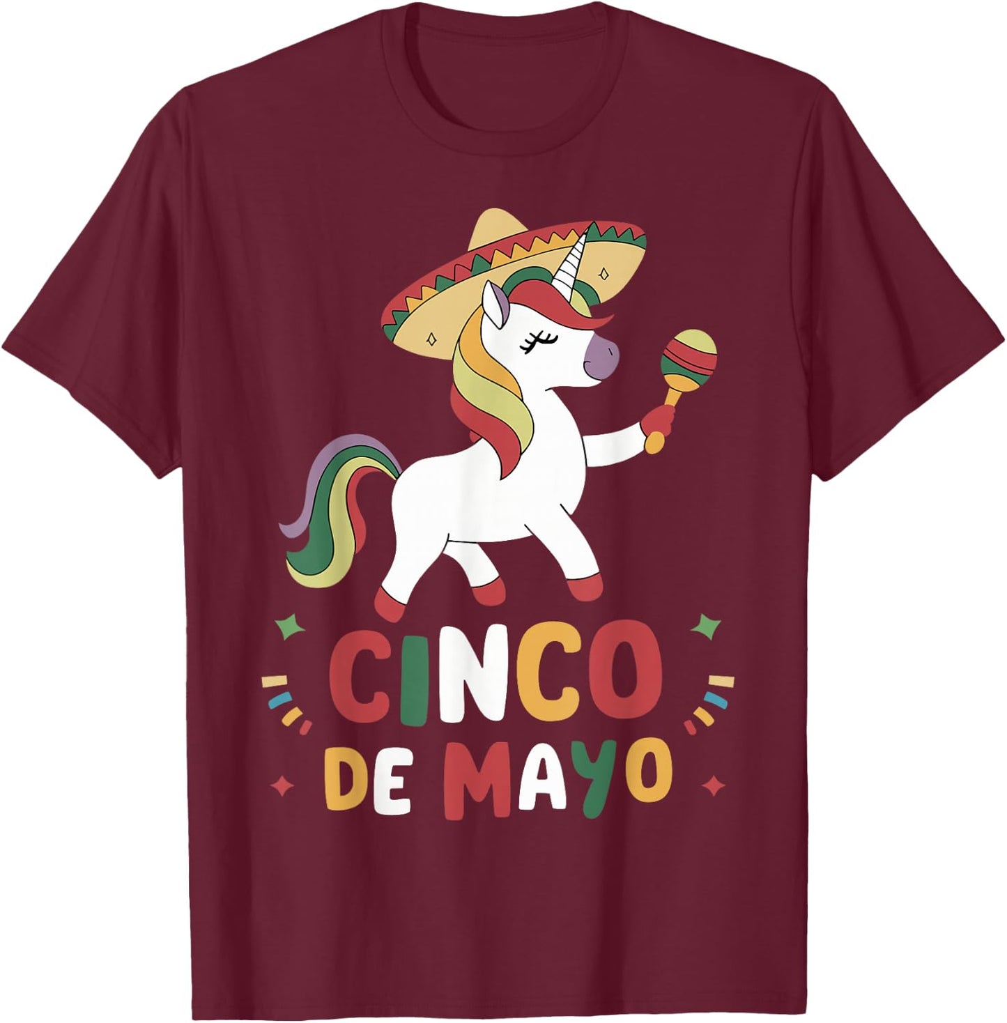 Unicorn Let's Fiesta Cinco de Mayo Girls T-Shirt - T-Shirt | Maroon