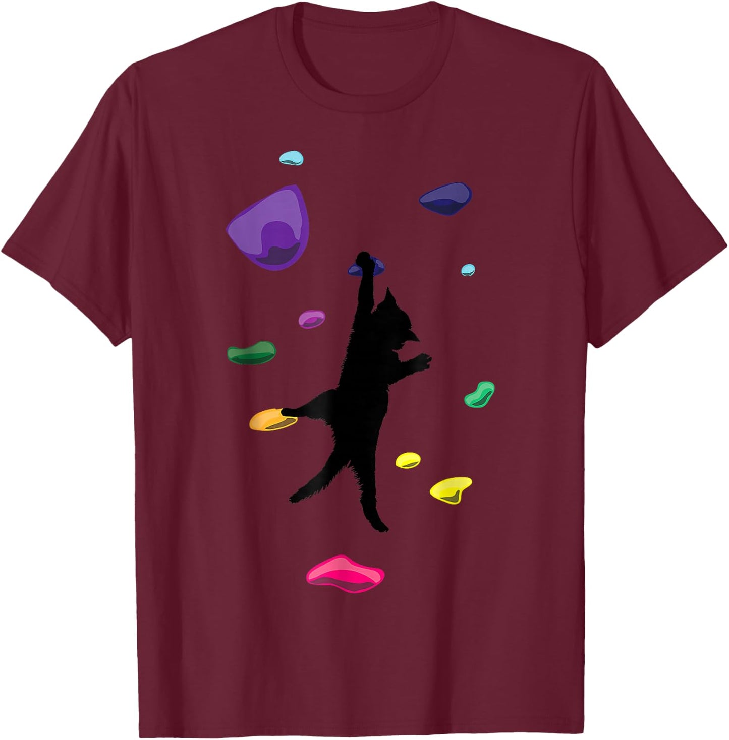 Funny Cat Climber Rock Climbing Gift Women And Kids T-Shirt - T-Shirt | Maroon