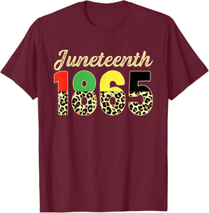 Juneteenth Leopard 1865 American African BLM Black History T-Shirt - T-Shirt | Maroon