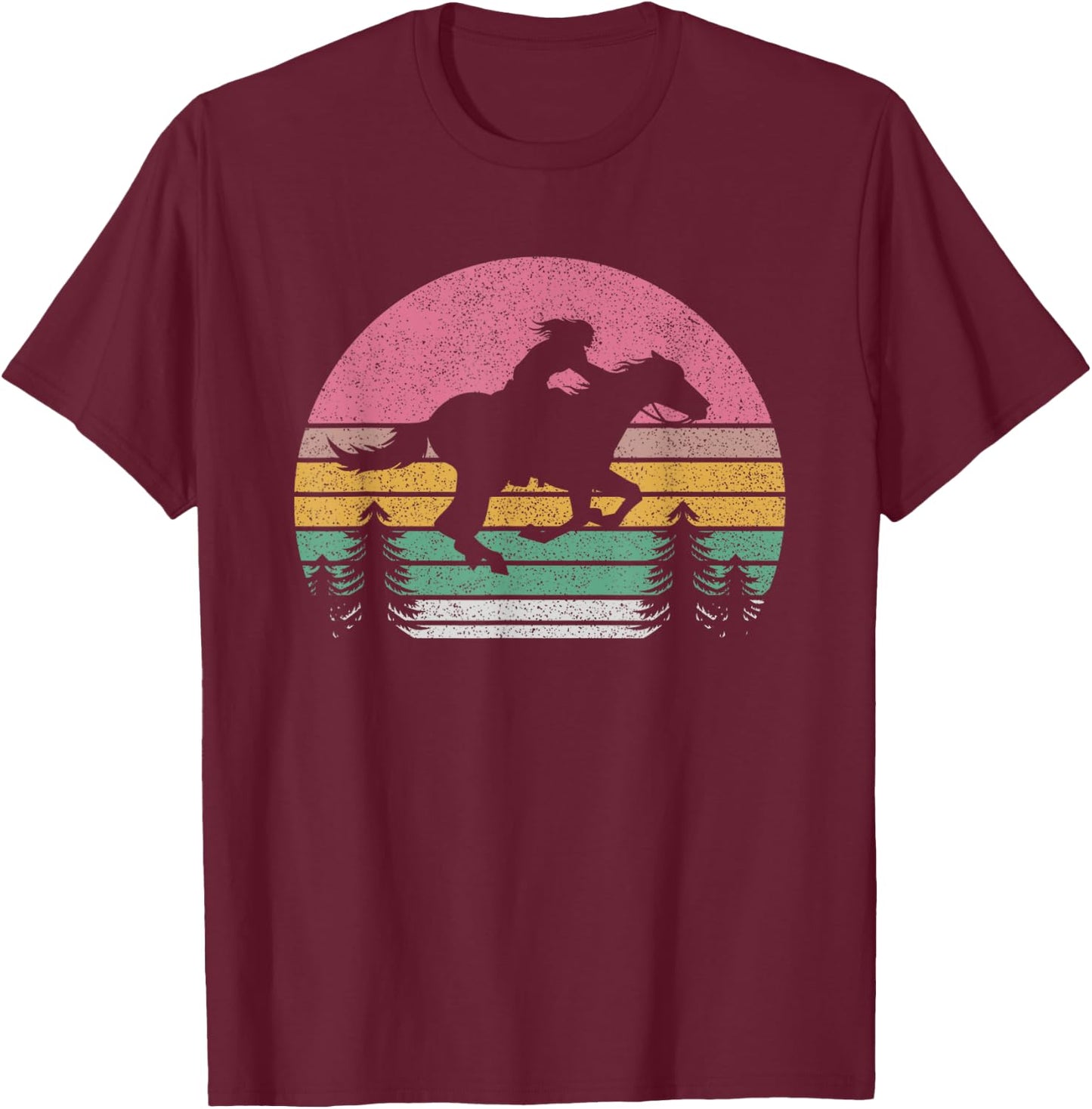 Outta Sight! Vintage Retro Girl Horse Riding Cowgirl Texas Ranch T-Shirt - T-Shirt | Maroon