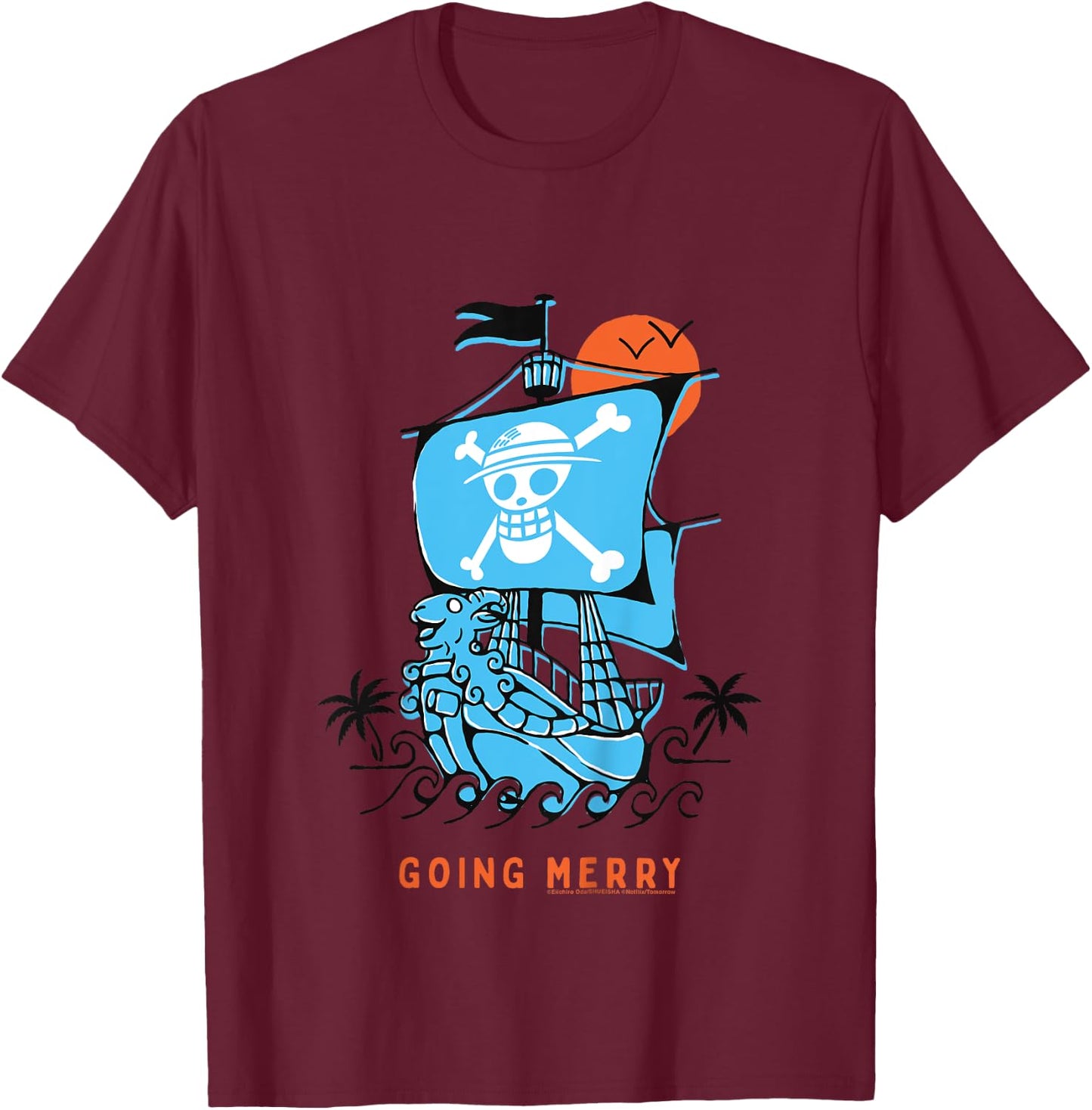 Kids Going Merry Ship Straw Hat Pirates Monkey D Luffy Kids , Blue, 2 T-Shirt - T-Shirt | Maroon