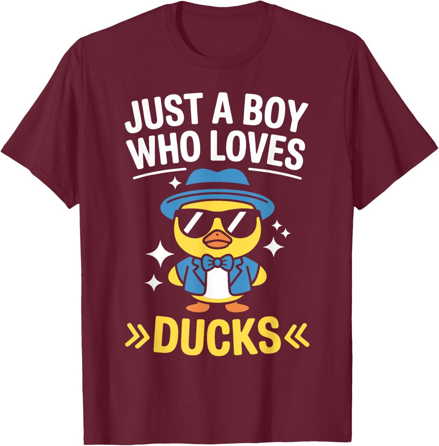 Just A Boy Who Loves Ducks Rubber Duck Style T-Shirt - T-Shirt | Maroon