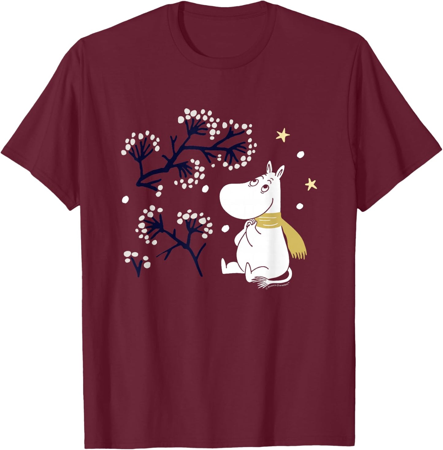 Moomin Moomintroll Winter Watching the Snow , blue T-Shirt - T-Shirt | Maroon
